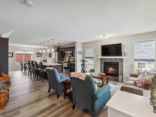 4750 Crabapple Run, Edmonton, AB - Indoor Photo Showing Living Room With Fireplace