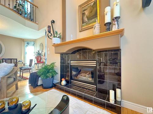 7415 169 Avenue, Edmonton, AB - Indoor Photo Showing Living Room With Fireplace