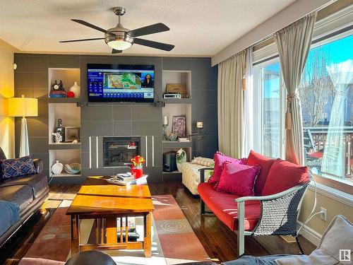 7415 169 Avenue, Edmonton, AB - Indoor Photo Showing Living Room With Fireplace