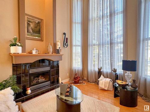 7415 169 Avenue, Edmonton, AB - Indoor Photo Showing Living Room With Fireplace