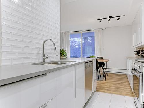 204 9909 110 Street, Edmonton, AB - Indoor Photo Showing Kitchen With Double Sink