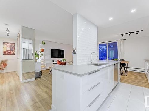 204 9909 110 Street, Edmonton, AB - Indoor Photo Showing Kitchen With Double Sink