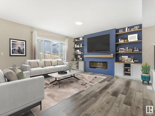 20019 29 Avenue, Edmonton, AB - Indoor Photo Showing Living Room With Fireplace