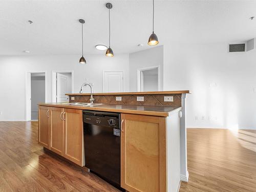 107 4835 104A Street, Edmonton, AB - Indoor Photo Showing Kitchen With Double Sink