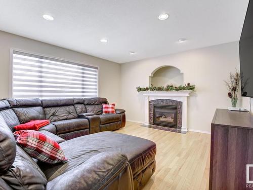 8918 159A Avenue, Edmonton, AB - Indoor Photo Showing Living Room With Fireplace