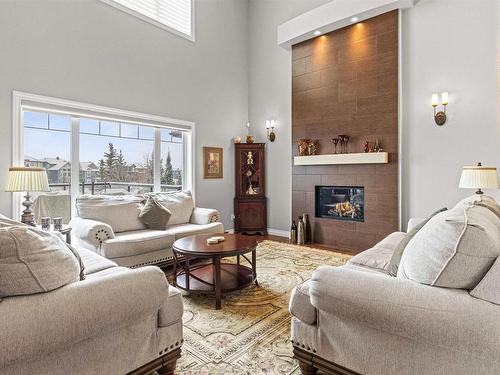 3264 Whitelaw Drive, Edmonton, AB - Indoor Photo Showing Living Room With Fireplace