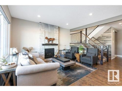 3414 Parker Loop, Edmonton, AB - Indoor Photo Showing Living Room With Fireplace