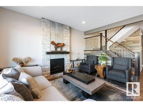 3414 Parker Loop, Edmonton, AB - Indoor Photo Showing Living Room With Fireplace