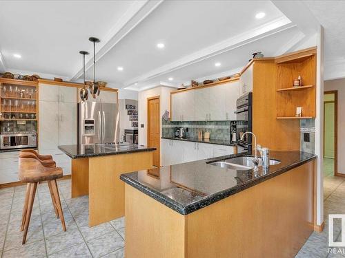 19 Rhatigan Road E, Edmonton, AB - Indoor Photo Showing Kitchen With Double Sink