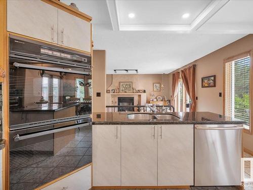 19 Rhatigan Road E, Edmonton, AB - Indoor Photo Showing Kitchen With Double Sink