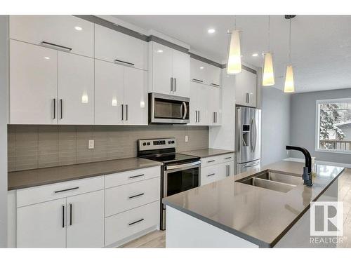 12116 80 Street, Edmonton, AB - Indoor Photo Showing Kitchen With Stainless Steel Kitchen With Double Sink With Upgraded Kitchen