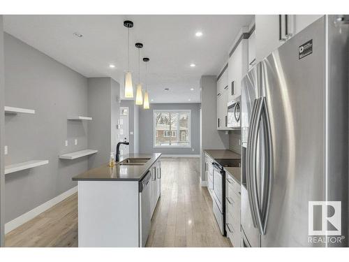 12116 80 Street, Edmonton, AB - Indoor Photo Showing Kitchen With Stainless Steel Kitchen With Upgraded Kitchen