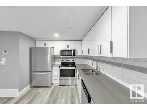 12116 80 Street, Edmonton, AB - Indoor Photo Showing Kitchen With Stainless Steel Kitchen With Double Sink