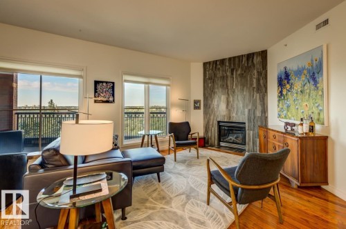 604 10108 125 Street, Edmonton, AB - Indoor Photo Showing Living Room With Fireplace