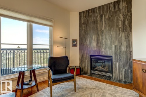 604 10108 125 Street, Edmonton, AB - Indoor Photo Showing Living Room With Fireplace