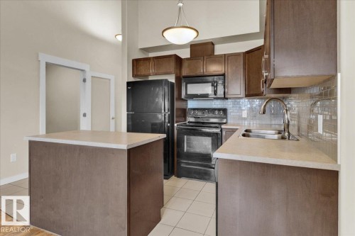 417 4450 Mccrae Avenue, Edmonton, AB - Indoor Photo Showing Kitchen With Double Sink