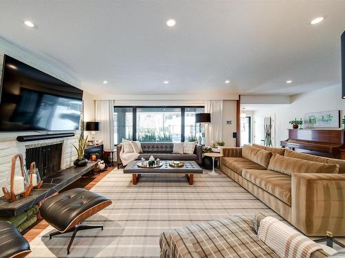 9727 141 Street, Edmonton, AB - Indoor Photo Showing Living Room With Fireplace