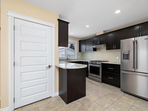 9110 156 Street, Edmonton, AB - Indoor Photo Showing Kitchen With Stainless Steel Kitchen With Upgraded Kitchen