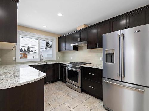 9110 156 Street, Edmonton, AB - Indoor Photo Showing Kitchen With Stainless Steel Kitchen With Upgraded Kitchen