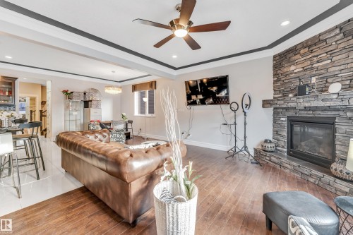 16756 60 Street, Edmonton, AB - Indoor Photo Showing Living Room With Fireplace