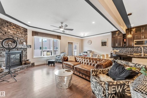 16756 60 Street, Edmonton, AB - Indoor Photo Showing Living Room With Fireplace