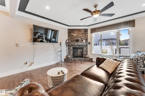 16756 60 Street, Edmonton, AB - Indoor Photo Showing Living Room With Fireplace