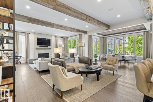 7216 156 Street, Edmonton, AB - Indoor Photo Showing Living Room With Fireplace