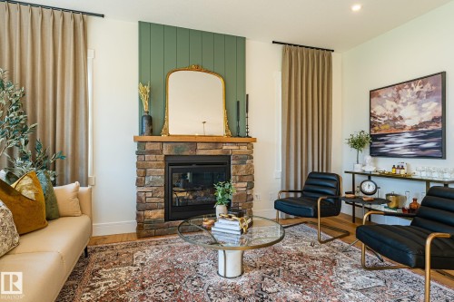 18 Emerald Way, Spruce Grove, AB - Indoor Photo Showing Living Room With Fireplace