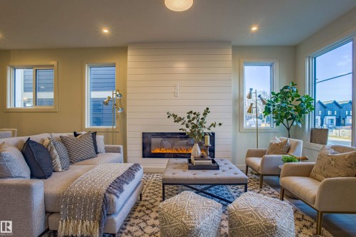 9811 155 Street, Edmonton, AB - Indoor Photo Showing Living Room With Fireplace