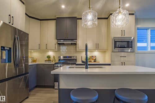 9811 155 Street, Edmonton, AB - Indoor Photo Showing Kitchen With Stainless Steel Kitchen With Upgraded Kitchen