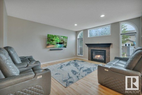 628 Foxtail Lane, Sherwood Park, AB - Indoor Photo Showing Living Room With Fireplace