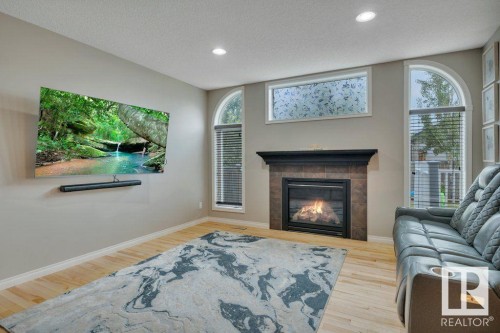 628 Foxtail Lane, Sherwood Park, AB - Indoor Photo Showing Living Room With Fireplace