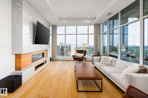 1403 14105 West Block Drive, Edmonton, AB - Indoor Photo Showing Living Room With Fireplace