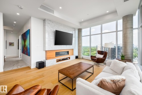 1403 14105 West Block Drive, Edmonton, AB - Indoor Photo Showing Living Room With Fireplace