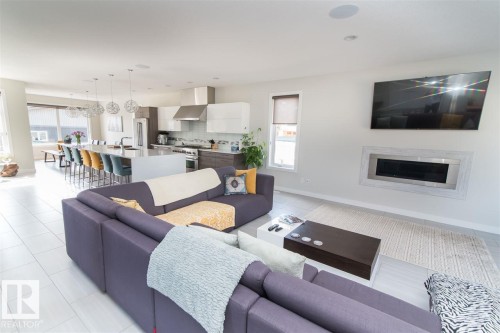 9104 83 Street, Edmonton, AB - Indoor Photo Showing Living Room With Fireplace