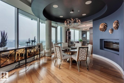 3001 11969 Jasper Avenue, Edmonton, AB - Indoor Photo Showing Dining Room With Fireplace