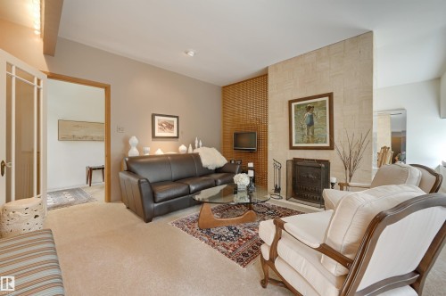 14232 Ravine Drive, Edmonton, AB - Indoor Photo Showing Living Room With Fireplace