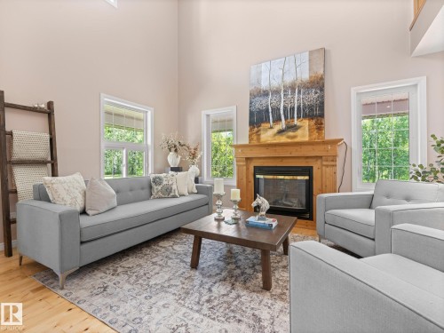 20456 Twp Road 544, Rural Strathcona County, AB - Indoor Photo Showing Living Room With Fireplace