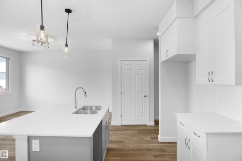 17420 7 Street, Edmonton, AB - Indoor Photo Showing Kitchen With Double Sink