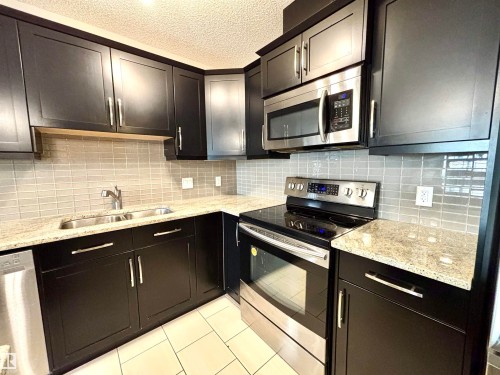 114 10510 56 Avenue, Edmonton, AB - Indoor Photo Showing Kitchen With Stainless Steel Kitchen With Double Sink With Upgraded Kitchen