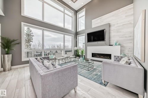 4129 Cameron Heights Point, Edmonton, AB - Indoor Photo Showing Living Room With Fireplace