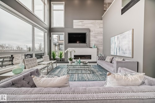 4129 Cameron Heights Point, Edmonton, AB - Indoor Photo Showing Living Room With Fireplace