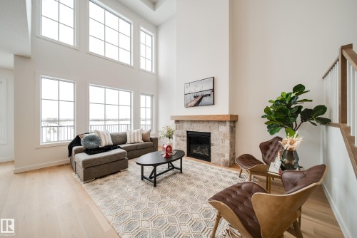 96 Chelles Wynd, St. Albert, AB - Indoor Photo Showing Living Room With Fireplace