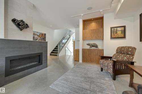 50 Sylvancroft Lane, Edmonton, AB - Indoor Photo Showing Living Room With Fireplace