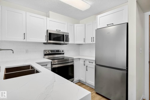 121 17404 64 Avenue, Edmonton, AB - Indoor Photo Showing Kitchen With Stainless Steel Kitchen With Double Sink With Upgraded Kitchen