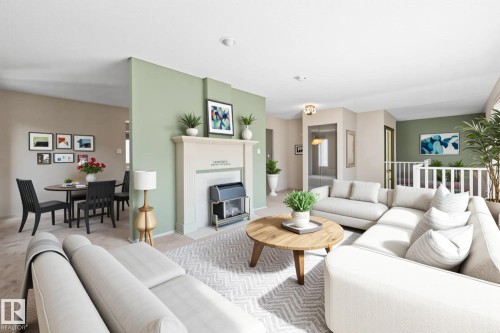 1126 105 Street, Edmonton, AB - Indoor Photo Showing Living Room With Fireplace