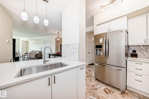 707 10108 125 Street, Edmonton, AB - Indoor Photo Showing Kitchen With Stainless Steel Kitchen With Upgraded Kitchen