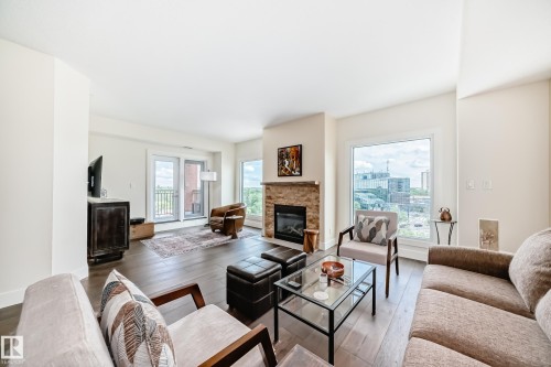 707 10108 125 Street, Edmonton, AB - Indoor Photo Showing Living Room With Fireplace