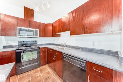 102 3010 33 Avenue Nw, Edmonton, AB - Indoor Photo Showing Kitchen With Double Sink