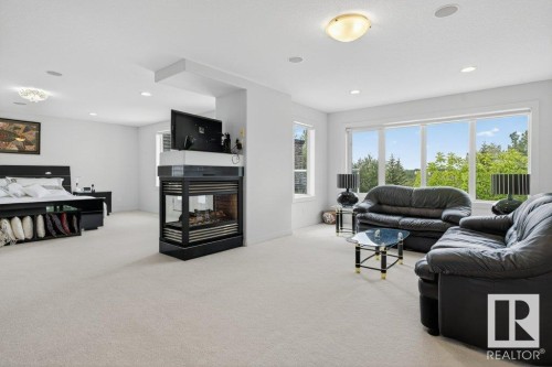 1128 119 Street, Edmonton, AB - Indoor Photo Showing Living Room With Fireplace